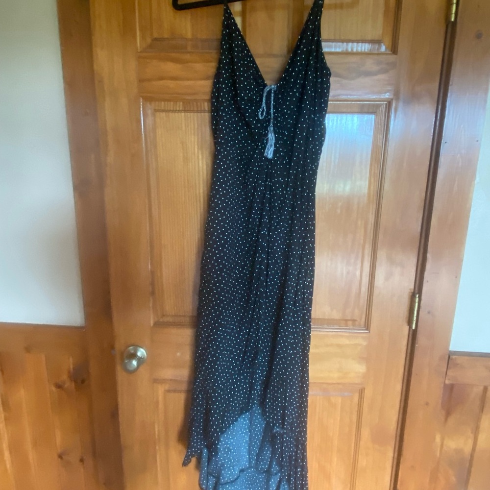 Target Exhilaration black and white polka dot high low maxi dress size large